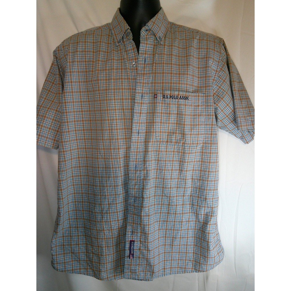 U.S. POLO ASSN. Plaid Short Sleeve‎ Button Up Casual Shirt Medium